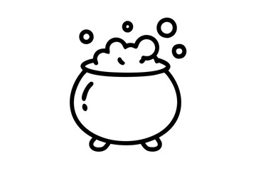 Enchanting Vector Illustration of a Bubbling Witchs Cauldron in a Mysterious Forest Scene
