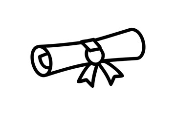 Creative Vector Illustration Depicting a Rolled Up Diploma Tied with Ribbon for Educational Success
