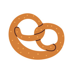 Bavarian pretzel isolated on white background. Homemade bread. Vector illustration.