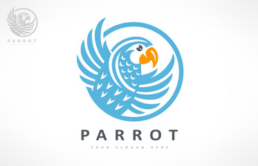 Parrot bird logo. Tropical bird. Wild animal © Natalia Iachimova