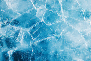 Translucent ice formations create captivating patterns in a frozen lake during winter
