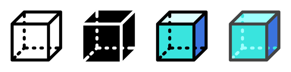 Editable geometric cube vector icon. Mathematic, shape, volumetric. Part of a big icon set family. Perfect for web and app interfaces, presentations, infographics, etc