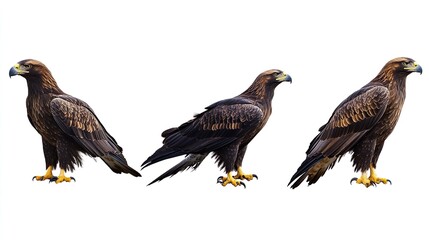 Fototapeta premium Three birds are standing on a white background