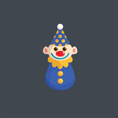 blue clown toy in flat vector design.