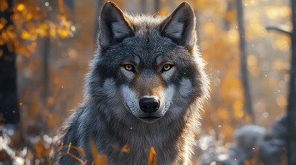 Obraz premium European gray wolf on nature background