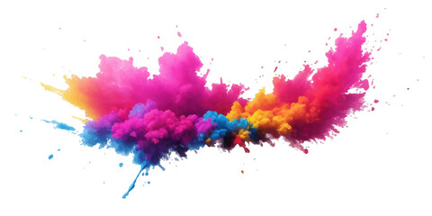 Bright colorful watercolor splash splatter stain brush strokes on white background. Modern vibrant aquarelle spot. Aquarelle explosion on white. Element. Vector watercolor illustration isolated design