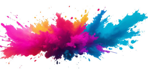 Bright colorful watercolor splash splatter stain brush strokes on white background. Modern vibrant aquarelle spot. Aquarelle explosion on white. Element. Vector watercolor illustration isolated design