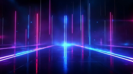 Fototapeta premium A vibrant, futuristic abstract background with colorful neon lights creating a dynamic atmosphere.
