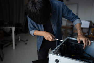 IT Engineer installing Hardware Equipment Development Facility Engineer  Maintenance computer Motherboard Electronic repair shop technology business