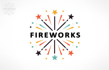 fireworks and stars logo vector design