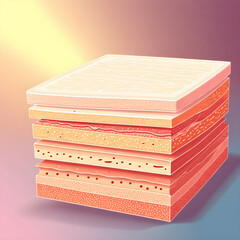 An abstract illustration of healthy skin layers glowing with smooth transitions, symbolizing skin health and regeneration.