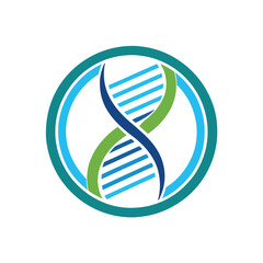 DNA icon vector in circle. deoxyribonucleic acid logo illustration