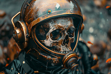 Fototapeta premium Professional diver exploring underwater life world flora fauna, Generative AI