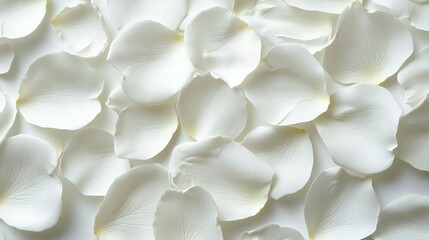   A group of white flowers arranged on a white tablecloth