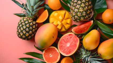 fruits and vegetables splashing in a graphic advertising background.