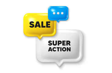 Discount speech bubble offer 3d icon. Super action tag. Special offer price sign. Advertising discounts symbol. Super action discount offer. Speech bubble sale banner. Discount balloon. Vector