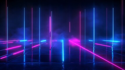 Fototapeta premium Abstract neon light background with vibrant colors, creating a futuristic atmosphere.