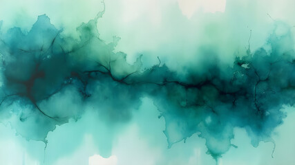 Abstract green watercolor in paper texture can be used as a background or wallpaper, generative Ai