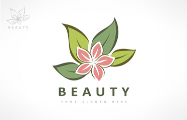 Spa salon logo vector. Flower and leaves design