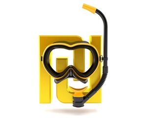 Shekel currency with scuba diving mask