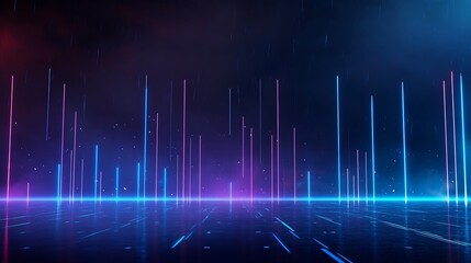 Dynamic neon lines create a futuristic atmosphere in a vibrant digital landscape.