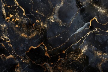 Elegant Black and Gold Marbled Design with Rich Texture, Symbolizing Luxury and Cosmic-Inspired Patterns