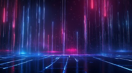 Futuristic background with glowing neon lines in vibrant colors creating a digital atmosphere.