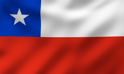 Waving National Flag of Chile, Vector Illustration
