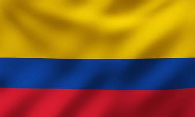 Waving National Flag of Colombia, Vector Illustration