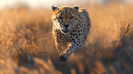 Cheetah Running Through Dust
