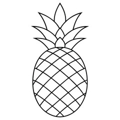 Pineapple Line Art Color Illustration.