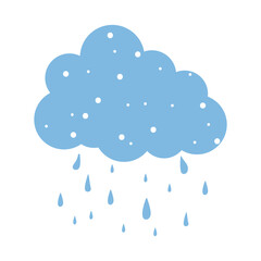 Blue Raining Cloud Illustration