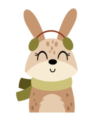 Fall rabbit clipart. Cute autumn animal character. Hand drawn vector illustration in flat style