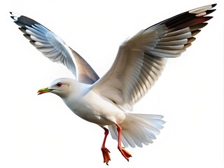 Obraz premium Fly Seagull Bird Isolated on Transparent Background for Design and Creative Projects PNG Format