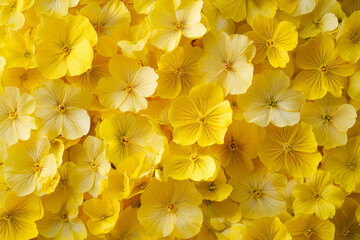 Vibrant yellow flowers covering the ground in a sunny garden during spring season