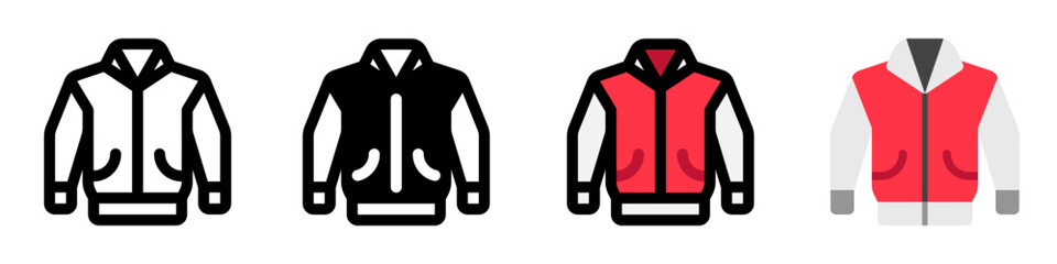 Editable varsity jacket vector icon. Clothing, fashion, apparel. Part of a big icon set family. Perfect for web and app interfaces, presentations, infographics, etc