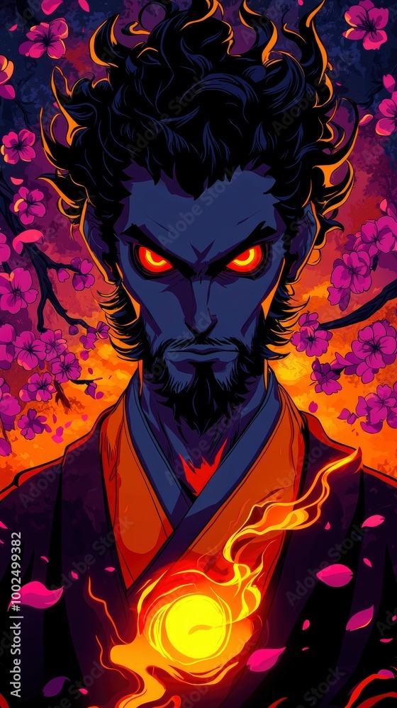 Canvas Prints Fiery Man with Red Eyes