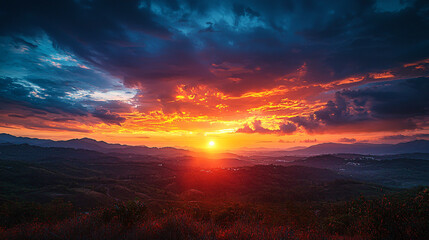 Fototapeta premium Stunning HD Sunset Landscape Background – Perfect for Desktop and Nature Wallpapers