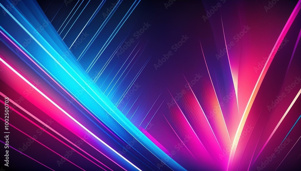 Aufkleber abstract diagonal streaks of vibrant neon light on a dark background. a cascade of purple and blue l