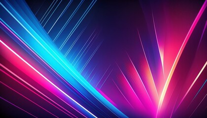 Abstract diagonal streaks of vibrant neon light on a dark background. A cascade of purple and blue lines suggests high-speed connectivity and digital data flow on an abstract plane