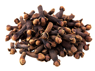 a pile of cloves on a white background