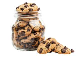 a jar of cookies with chocolate chips