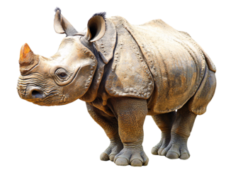 a rhinoceros standing on a white background