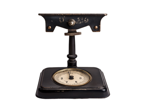 a black scale with a white dial