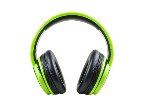 a green and black headphones