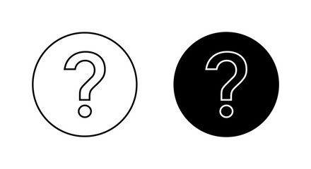 Question mark line icon on black circle. Faq sign symbol