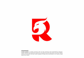Creative Letter R eagle Logo Design. Awesome Trendy Letter R Bird logo Design Template.