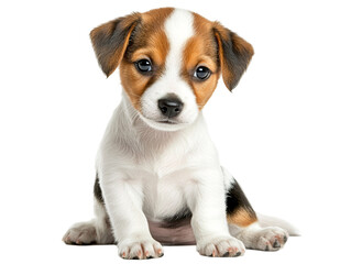 a brown and white puppy