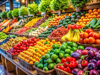 Fresh Organic Produce Display at a Whole Foods Market in Washington with Colorful Fruits and Vegetables