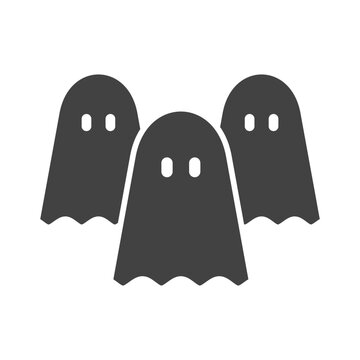 three gray ghosts on white background clip art preview